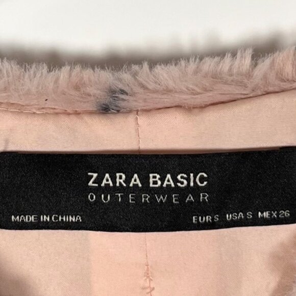 Zara Plush Faux Fur Floral Zip Up Coat Size Small - Picture 5 of 5